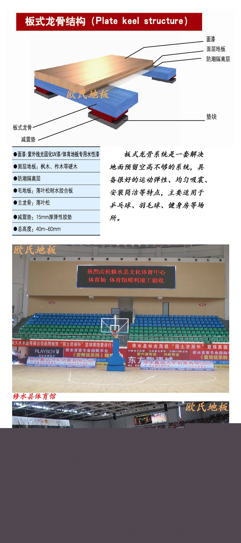 運(yùn)動(dòng)木地板板式龍骨結(jié)構(gòu)